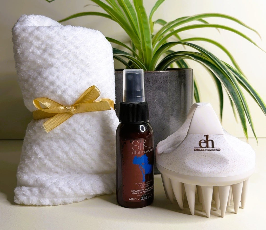 Style My Hair Gift Box – soft hair towel scalp massager and treatment serum