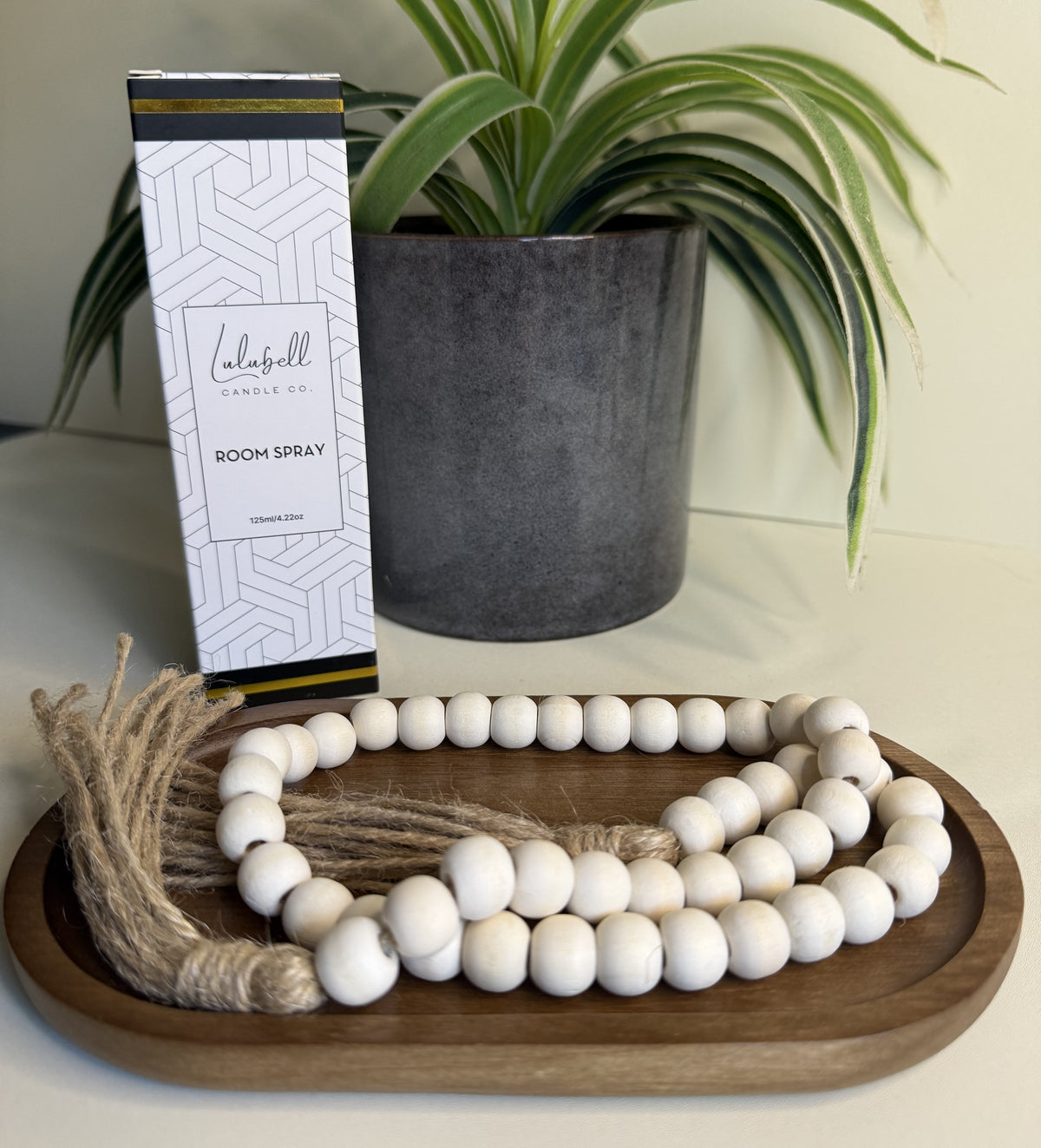 Style My Home Gift Box – decorative wooden beads and wooden tray and room spray styling